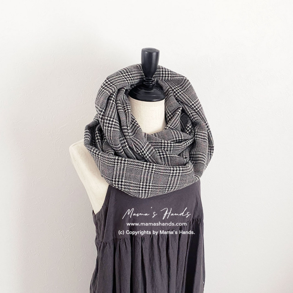 残1点⭐️6点売れました⭐️《グレンチェック ガーゼ ウール》おしゃれな 軽い 秋 冬 春 ボリューム スヌード