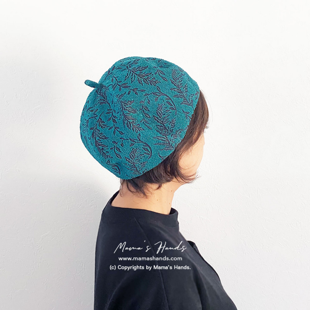 ⭐️6点売れました⭐️《葉っぱ ジャガード織》おしゃれなブルー グリーン 秋 冬 春 ナチュラル かぼちゃ ベレー 帽子