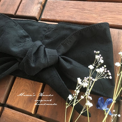 (完売) 保冷剤 スカーフ 花刺繍 黒 エコ ネッククーラー♪ 5枚目の画像