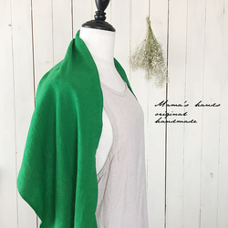 (完売)リトアニア リネン 緑 グリーン スカーフ ストール 4枚目の画像