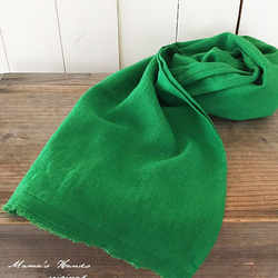 (完売)リトアニア リネン 緑 グリーン スカーフ ストール 5枚目の画像