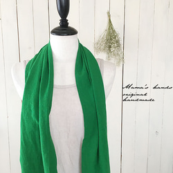 （售罄）立陶宛亞麻綠色圍巾圍裙 第6張的照片