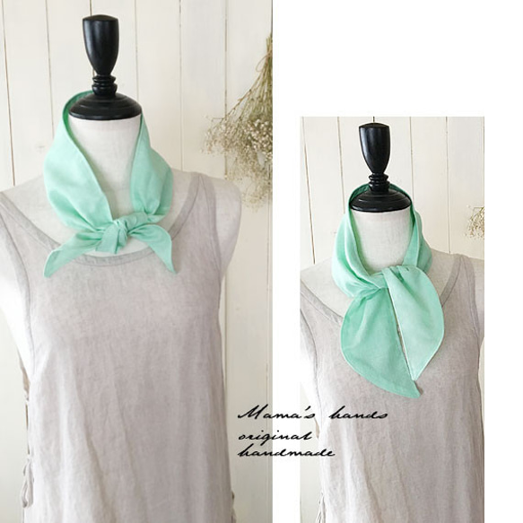 （售罄）冷卻液柔和的綠色棉單紗環保圍巾脖子冷卻器 第3張的照片