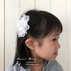 レース 白 花 ヘアアクセサリー ヘアクリップ♪ 2枚目の画像