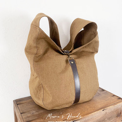 僅剩1件！ ⭐️ 已售出14件！ ⭐️ 《Linen Camel》棕色焦糖色皮革單肩包，大號♪ 第2張的照片