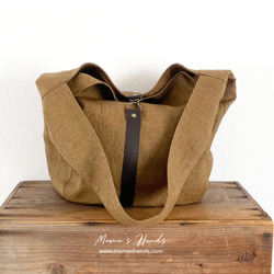 僅剩1件！ ⭐️ 已售出14件！ ⭐️ 《Linen Camel》棕色焦糖色皮革單肩包，大號♪ 第14張的照片