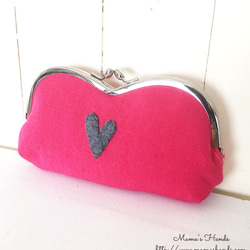 ⭐️130個売れてます⭐️ ピンク リネン ハート がま口 コスメ メガネケース ポーチ ♥ 11枚目の画像