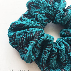 シュシュ  ヘアゴム  ブルー/グリーン ⭐️7点売れました⭐️《 ブルーグリーン ドット織り》 おしゃれな