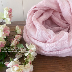 （售罄）溫柔的粉紅色春天櫻花刺繡100％純棉鼻煙♪ 第1張的照片