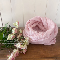 （售罄）溫柔的粉紅色春天櫻花刺繡100％純棉鼻煙♪ 第2張的照片