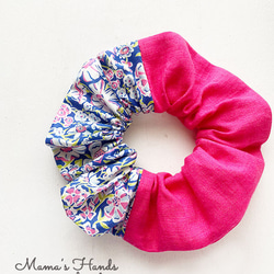 Liberty &amp; Linen Pink Floral Scrunchie Hair Rubber♪ 第1張的照片