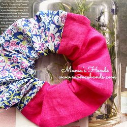 Liberty &amp; Linen Pink Floral Scrunchie Hair Rubber♪ 第4張的照片