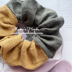 ⭐️已售出6件⭐️《亞麻東日記》時尚甜甜圈卡其色芥末黃天然髮圈 第2張的照片