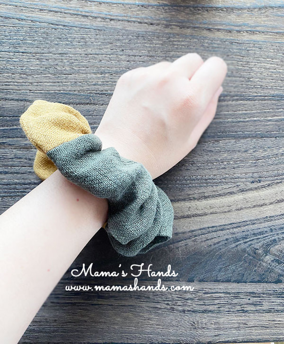 ⭐️已售出6件⭐️《亞麻東日記》時尚甜甜圈卡其色芥末黃天然髮圈 第3張的照片