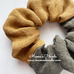 ⭐️已售出6件⭐️《亞麻東日記》時尚甜甜圈卡其色芥末黃天然髮圈 第4張的照片