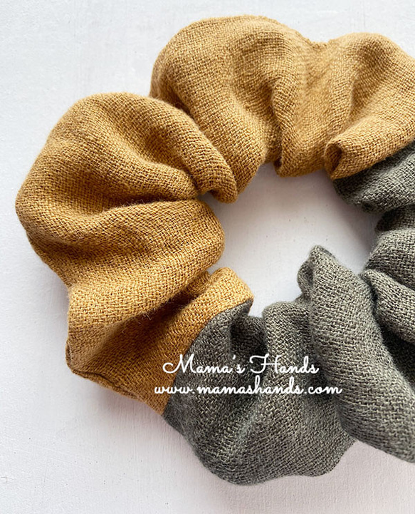 ⭐️已售出6件⭐️《亞麻東日記》時尚甜甜圈卡其色芥末黃天然髮圈 第4張的照片