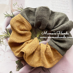 ⭐️已售出6件⭐️《亞麻東日記》時尚甜甜圈卡其色芥末黃天然髮圈 第5張的照片