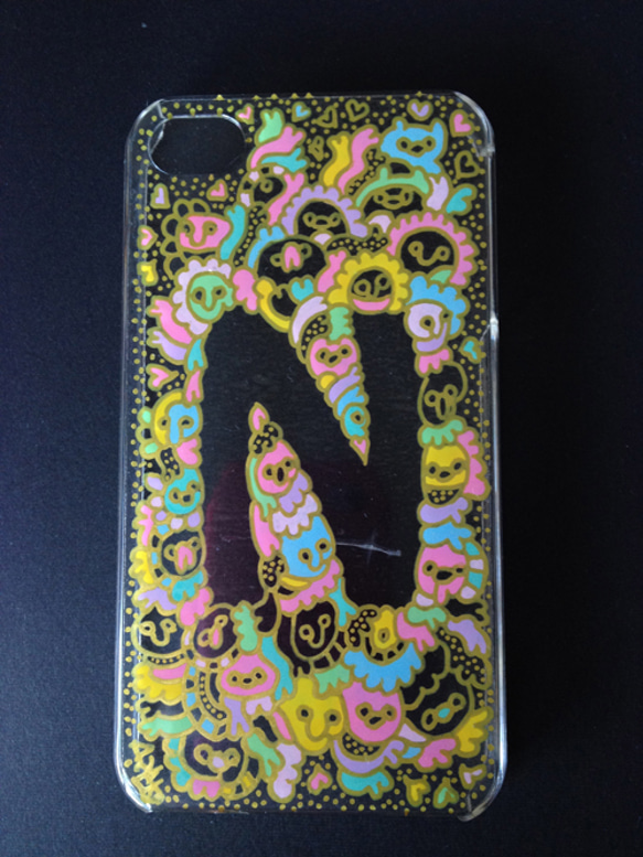 Happy and love hand paint iphone case initial N 1枚目の画像