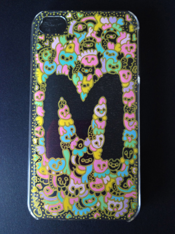 Happy and love hand paint iphone case initial M 1枚目の画像