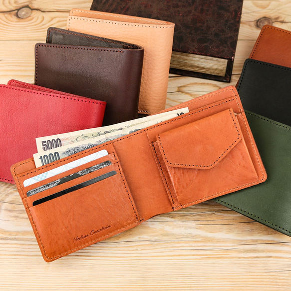 柔らか 本革 二つ折り財布 シュリンクレザー 栃木レザー 全7色 NC3731M