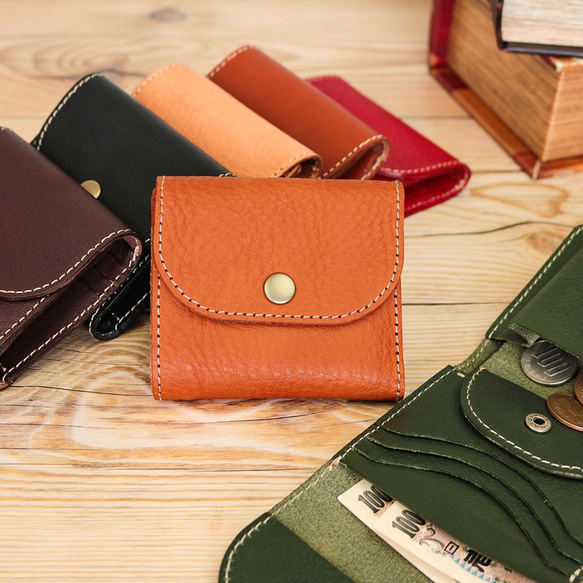 本革 軽量 ミニ財布 栃木レザー ソフトシュリンク 全7色 NC3771V 二