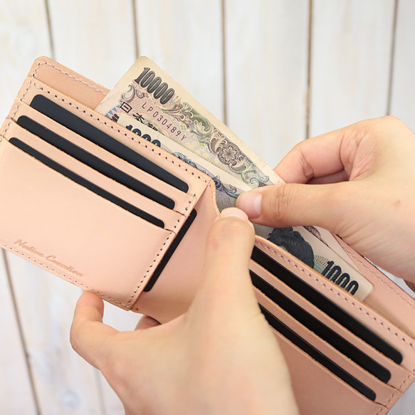 カード・札入れ用 二つ折り財布 NATURAL 栃木レザー NC3772 3枚目の画像