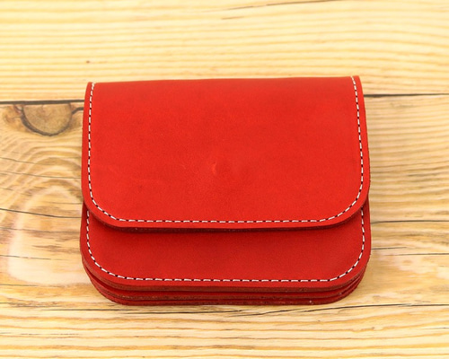 コンパクト 財布 RED 栃木レザー 本革 NC3708 その他ミニ財布