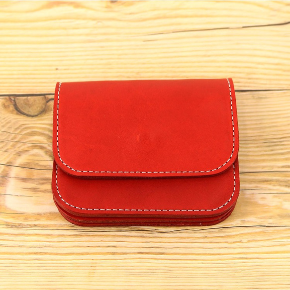 コンパクト 財布 RED 栃木レザー 本革 NC3708 その他ミニ財布