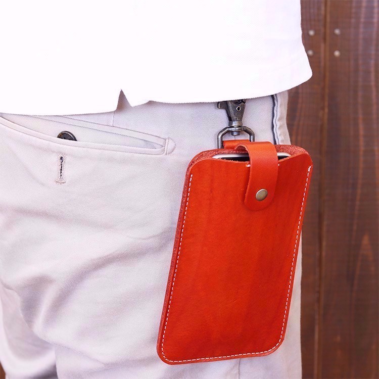 iPhone SE(第2世代）/7/ 8 対応 スマホ ポシェット NAVY 本革 栃木レザー NC3709