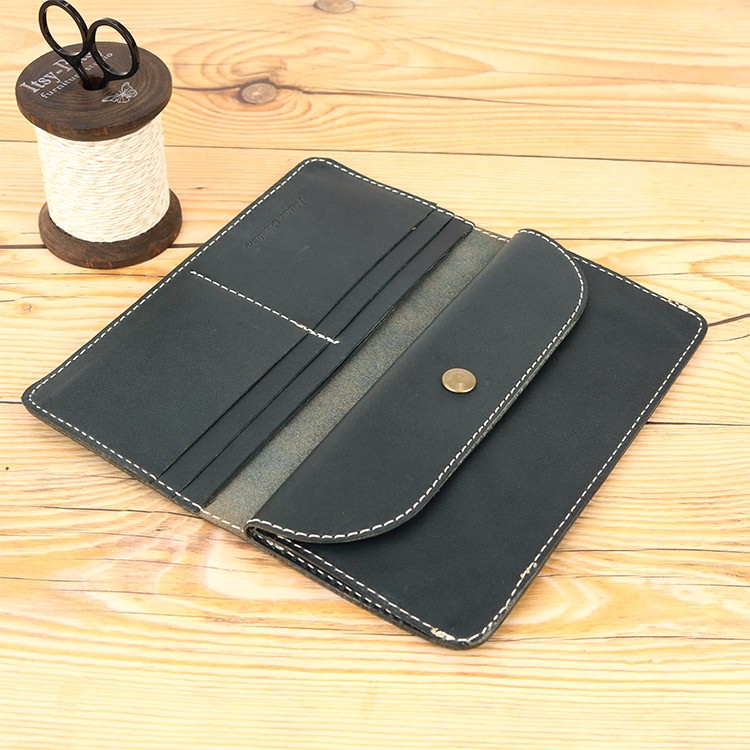 ぺったんこ 長財布 NAVY 本革 栃木レザー NC3702