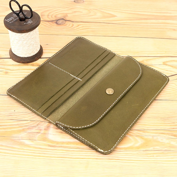 ぺったんこ 長財布 OLIVE 本革 栃木レザー NC3702