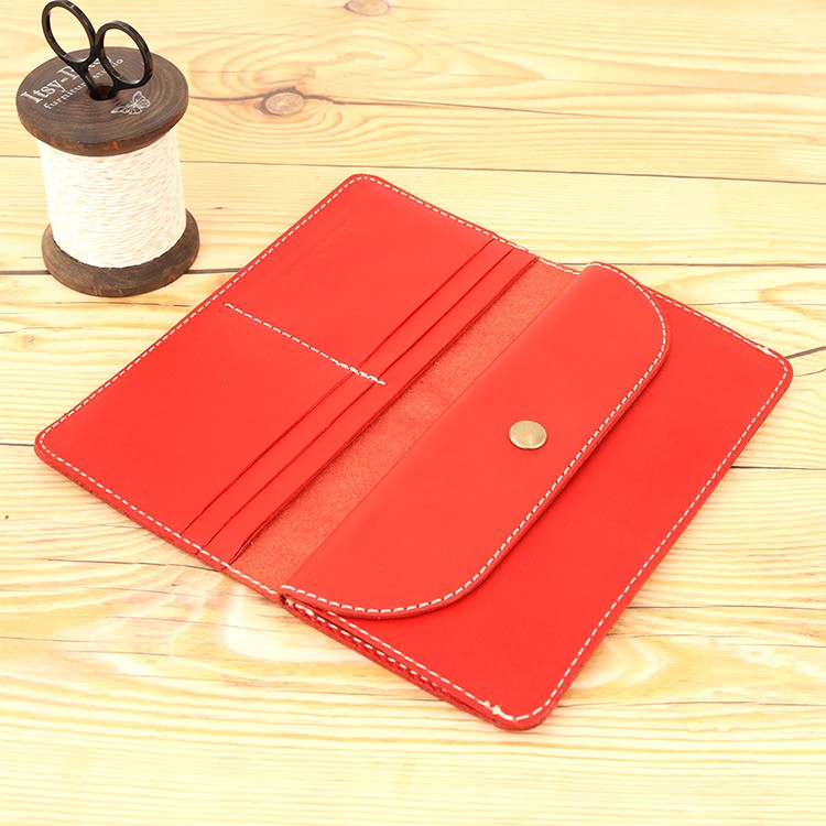 ぺったんこ 長財布 RED 本革 栃木レザー NC3702
