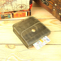 二つ折り財布 BEIGE アンティークレザー 01n 4枚目の画像