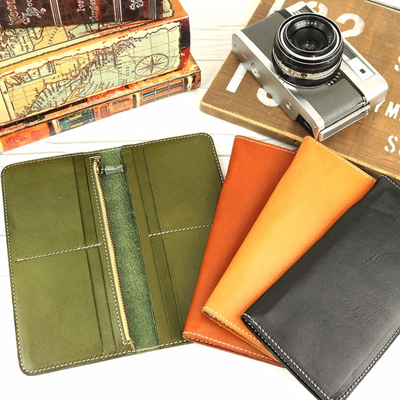 ぺったんこ 長財布 本革 栃木レザー OLIVE/BROWN/BEIGE/BLACK 9色展開