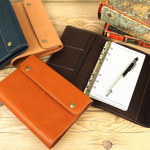 OURHOME ＜A5サイズ＞やわらかレザーの手帳カバー ベージュブラウン 