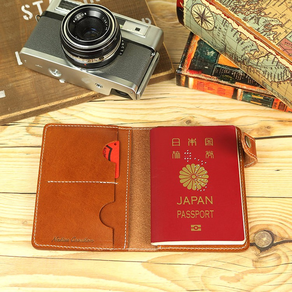 シンプル パスポートケース BROWN/BEIGE/NAVY/RED 栃木レザー 本革 NC3705 4枚目の画像