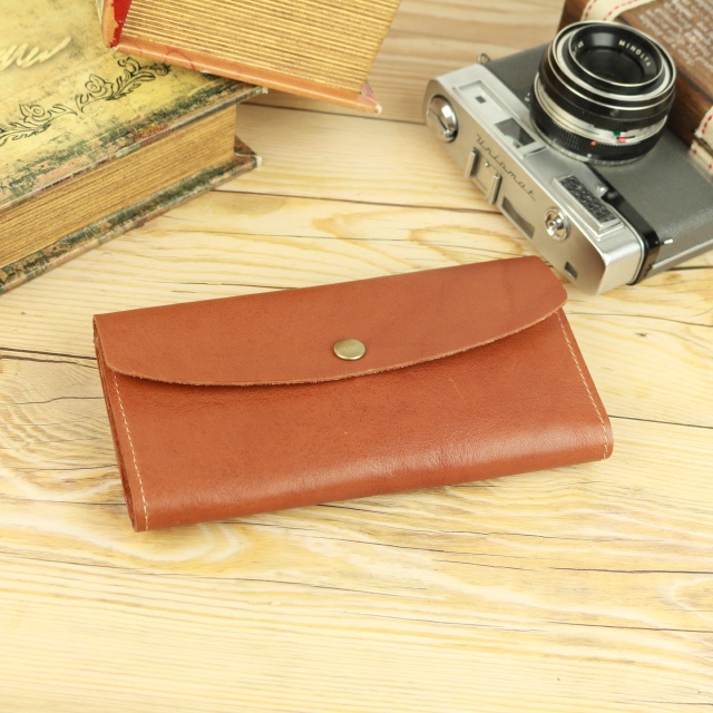 三つ折り長財布 柔らか本革 BROWN 栃木レザー NC3738