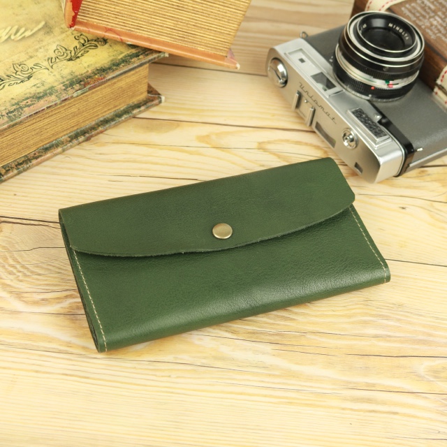 三つ折り長財布 柔らか本革 OLIVE 栃木レザー NC3738