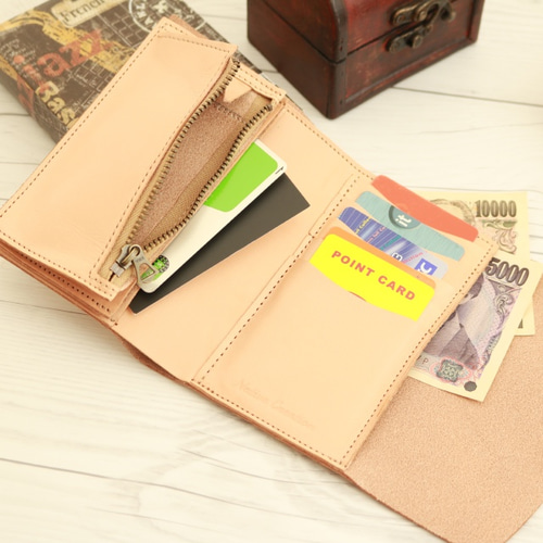三つ折り財布 NATURAL 栃木レザー ヌメ革 NC3736 三つ折り財布