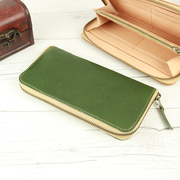 ラウンドファスナー 長財布 OLIVE 栃木レザー NC3739