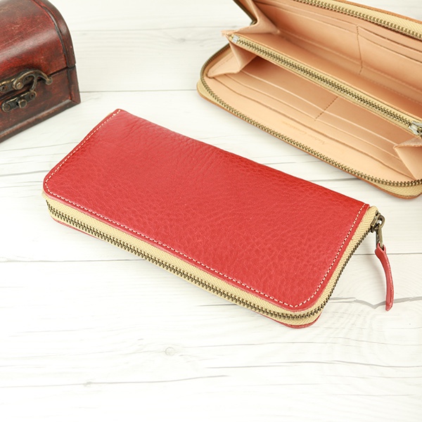 ラウンドファスナー 長財布 RED 栃木レザー NC3739