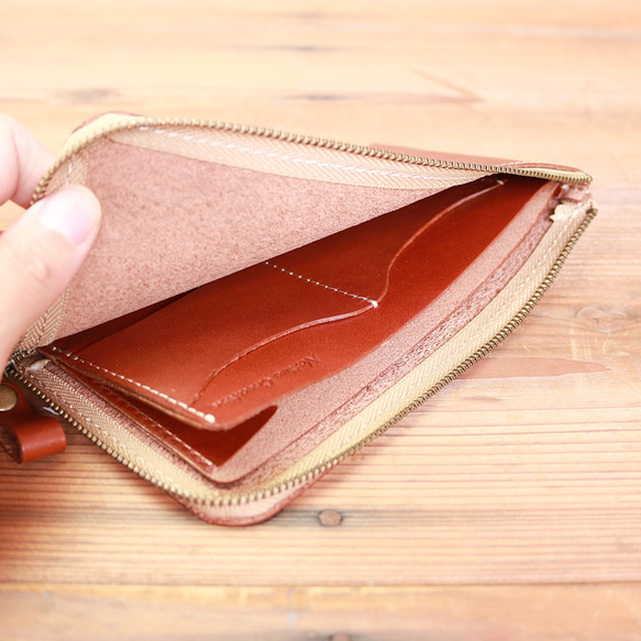 本革 L字ファスナー  薄型長財布 全8色 NC3749 4枚目の画像
