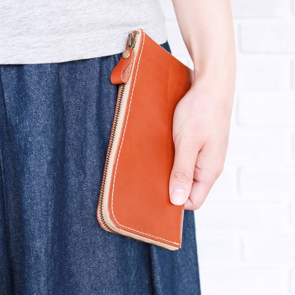 本革 L字ファスナー  薄型長財布 全8色 NC3749 5枚目の画像