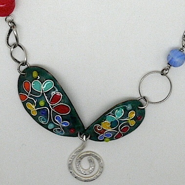 芽七宝焼ネックレス-blue