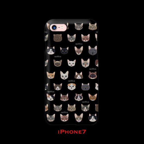 【送料無料】30cats刺繍柄のiPhoneケース：ブラック 5枚目の画像