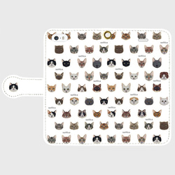 【送料無料】30cats刺繍柄の手帳型スマホケース：ホワイト 3枚目の画像