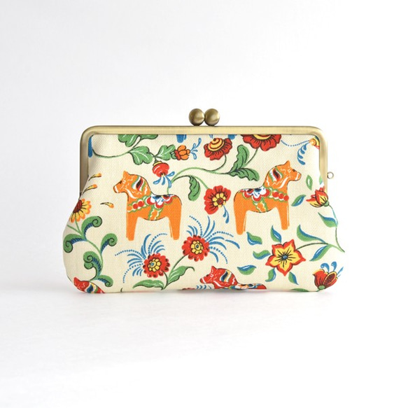Long frame purse (M) - Imported "Dala Horse" Ivory [138] 第3張的照片