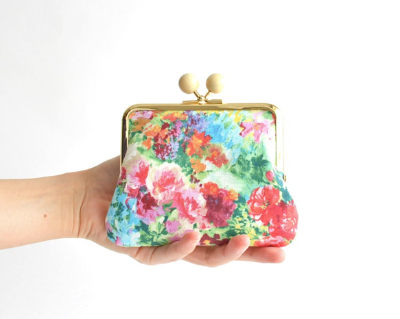 Kiss lock purse (M) - "Watercolor Flowers" [155] 第1張的照片