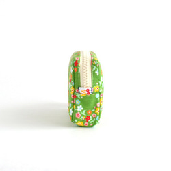 Retro floral mini zipper pouch - "Green Garden" [801] 第4張的照片