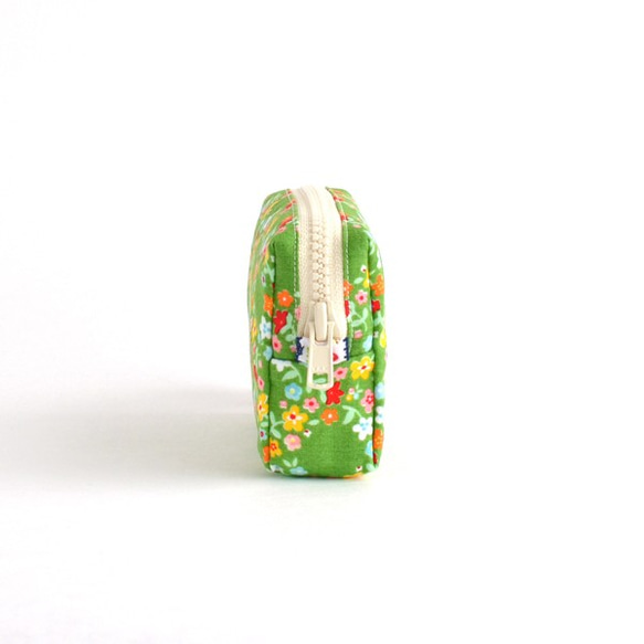 Retro floral mini zipper pouch - "Green Garden" [801] 第5張的照片